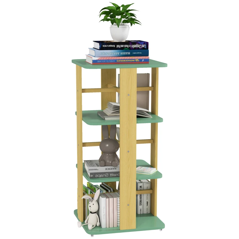 AIYAPLAY Bibliothèque enfant avec roulettes, rangement livre enfant 3 niveaux pour salle de jeux, chambre d'enfant, vert
