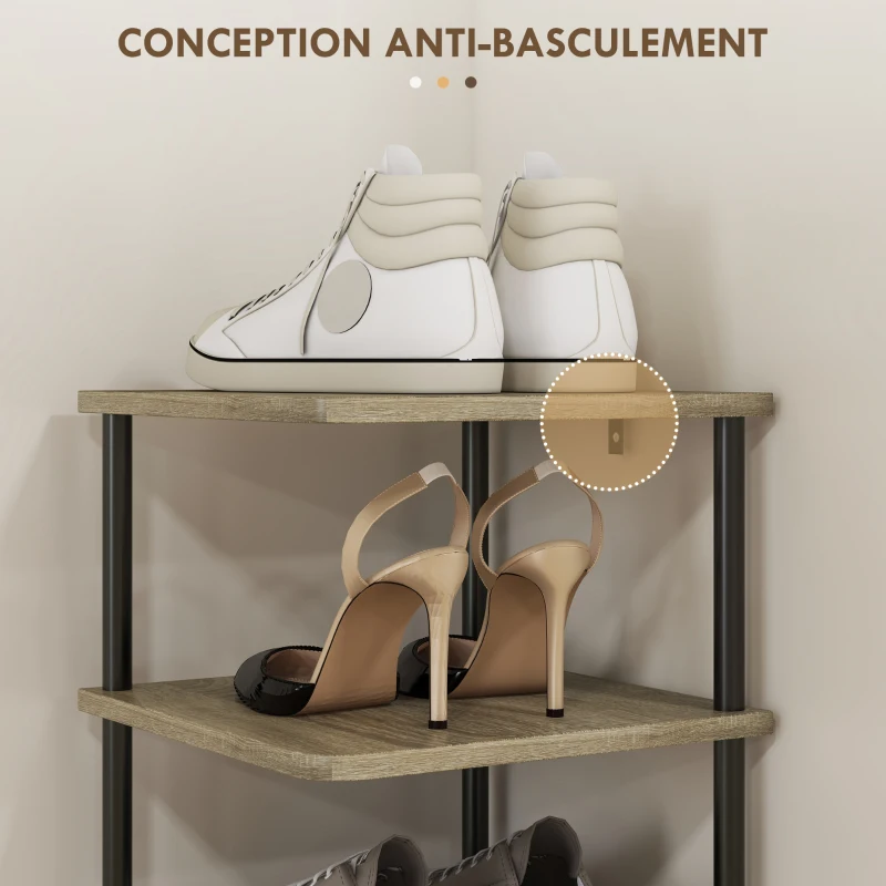 HOMCOM Meuble à chaussures à 8 niveaux meuble de rangement cadre en métal - 28l x 26P x 125H cm