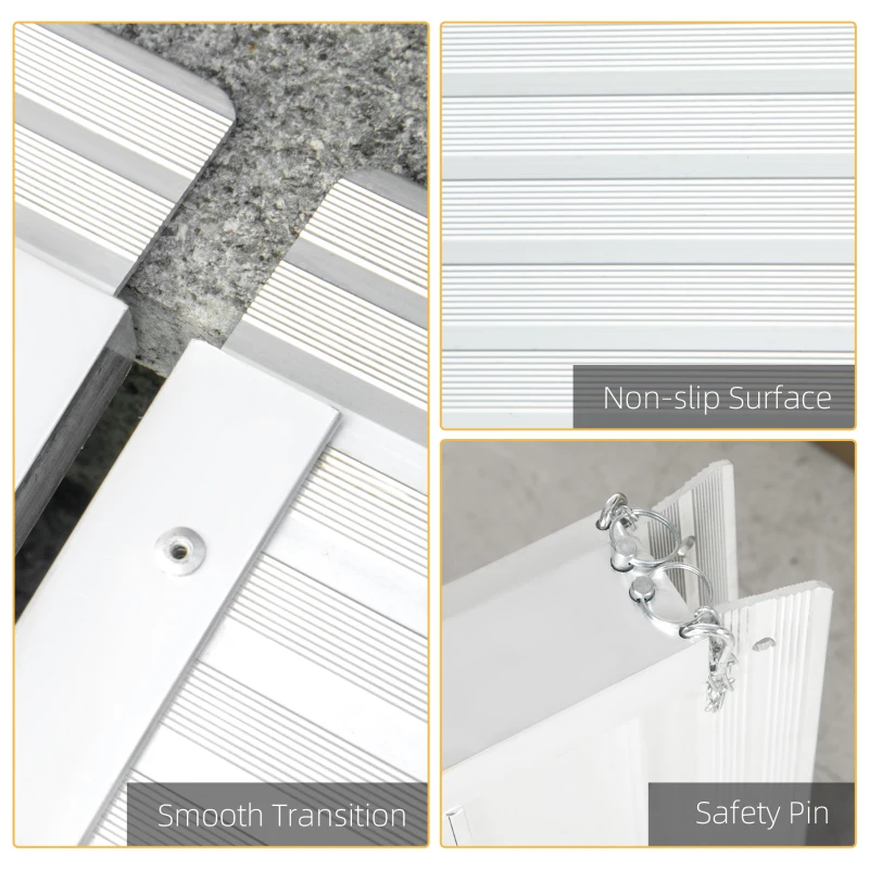 HOMCOM Loading Ramp Wheelchair Access Ramp Folding Non-Slip Load Capacity 270 kg