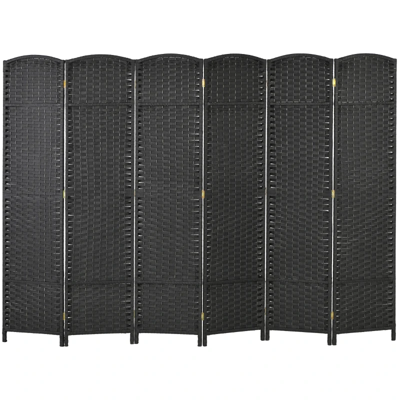 HOMCOM Biombo Separador de Ambientes de 6 Paneles Biombo Plegable 240x170 cm para Salón Dormitorio Oficina Negro