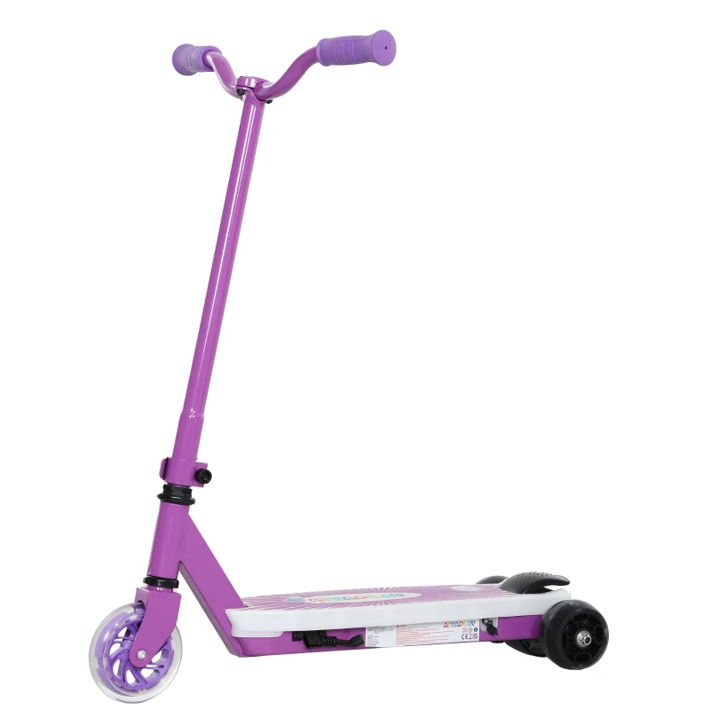 AIYAPLAY Electric Scooter for Kids Aged 4-7 Years, with Flashing LED Lights, Rear Auxiliary Wheels, Purple