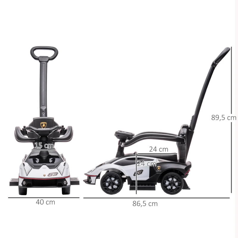 AIYAPLAY Voiture à pousser pour enfants porteur enfants 1 à 3 ans multi-équipée avec poignée de poussée, klaxon et volant, Blanc