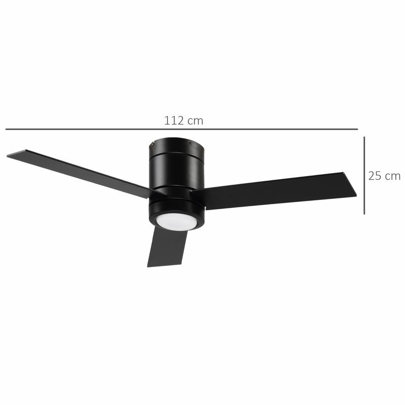 HOMCOM Deckenventilator 2 in 1 mit LED-Licht 3 leise Geschwindigkeiten - Fernbedienung - Durchmesser 112 cm, Schwarz