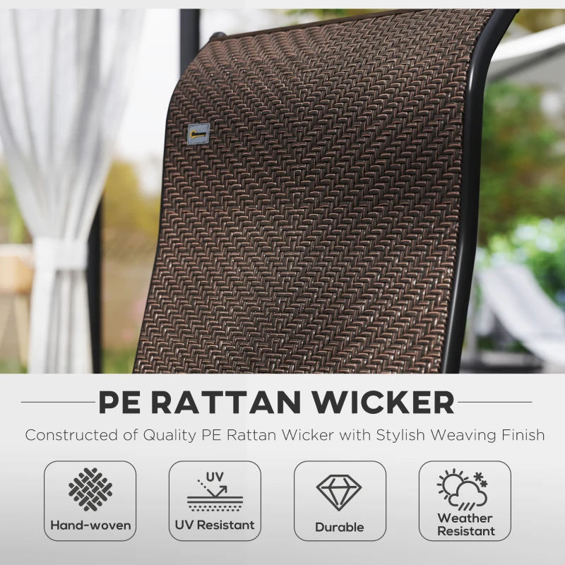 Outsunny Set of Four Folding Garden Chairs, with Seven-Position Adjustable Backs, Dark Brown