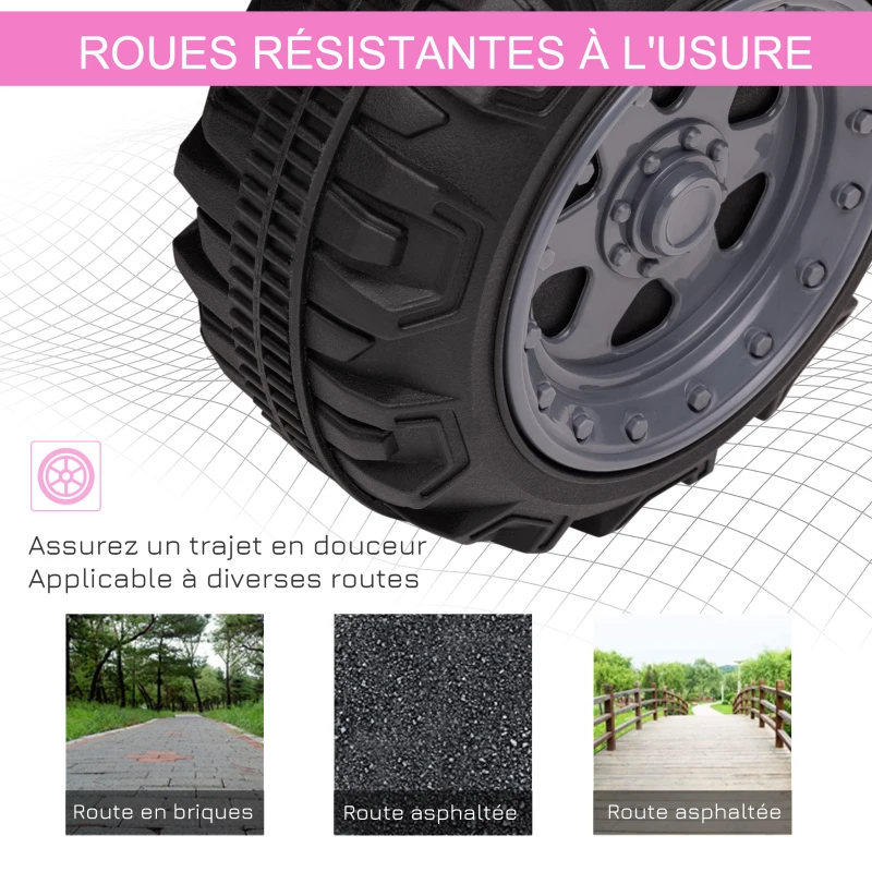 HOMCOM Quad buggy voiture électrique enfant quad électrique 18-36 mois 6 V 2 Km/h max. rose