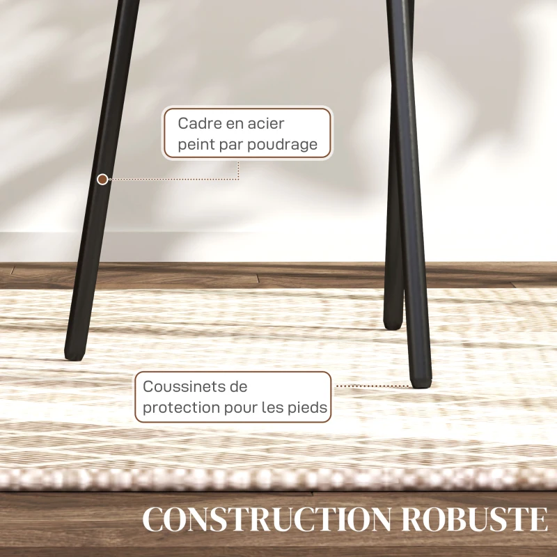 HOMCOM Lot de 2 chaises salle à manger chaises de cuisine dossier en rotin tissu respirant cadre acier 44 x 54 x 87 cm gris