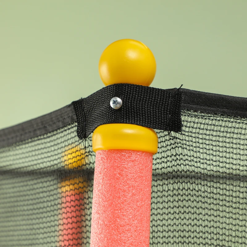 HOMCOM Trampoline Enfant Ø 1,63 × 1,9H m Filet de sécurité Porte zipée Couvre-Ressorts 6 poteaux rembourrés Inclus Rouge