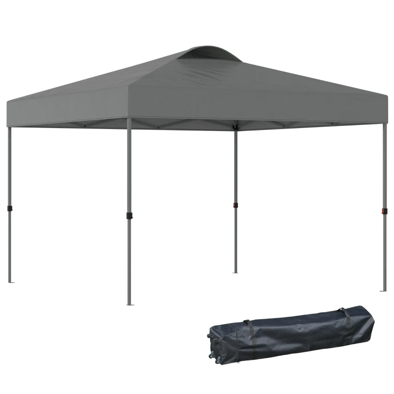 Outsunny Pavillon de jardin, Pavillon pliant, Tente de fête, Tente de jardin incl. Piquets de sol, Cordes de fixation, Tissu Oxford, 2,95 x 2,95 x 2,64 m, Gris