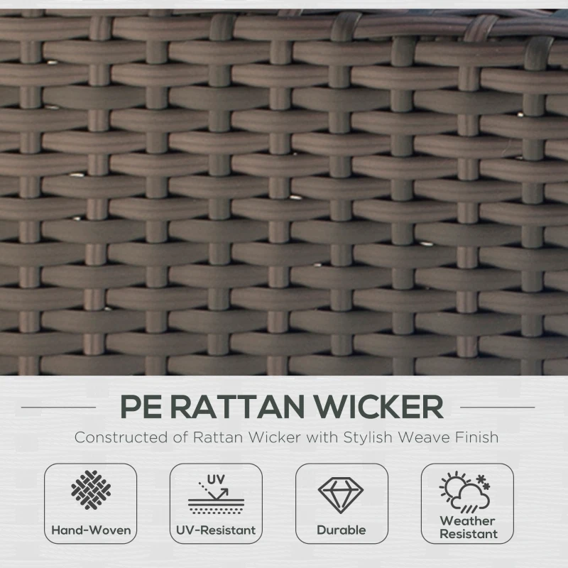 Outsunny Rattan Sofa, 2 Seater Garden Furniture with Soft Padded Cushion and Armrests, Wicker Garden Loveseat for Patio, Mixed Brown