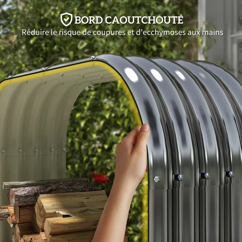 Outsunny Abri bûches de stockage pour bois de chauffage en acier galvanisé ondulé - 145l x 43P x 145H cm