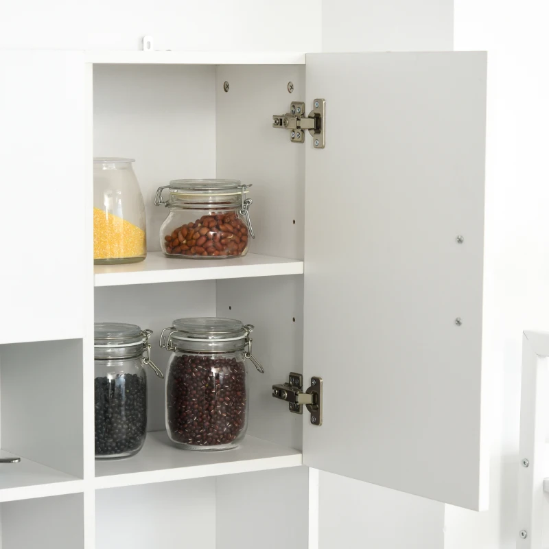 HOMCOM Armario de Cocina Moderno Mueble Auxiliar con 3 Cajones 4 Puertas y Estantes Ajustables 100x39,5x183,5 cm Blanco(m-9)