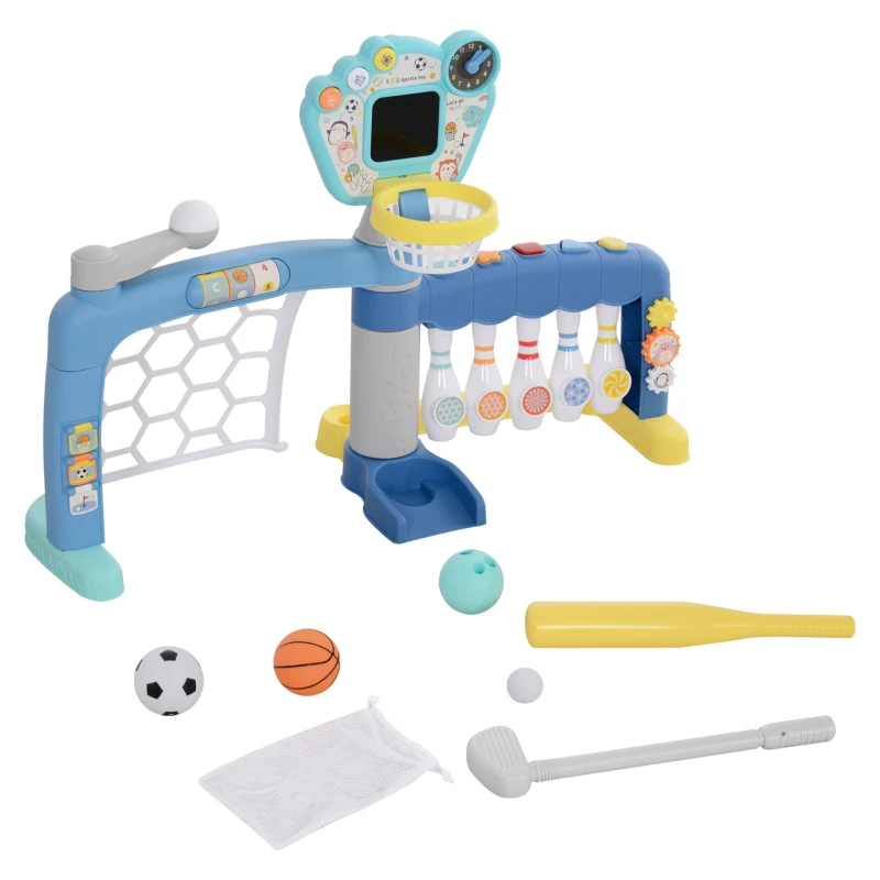AIYAPLAY Ensemble de jeux sportives 5 en 1 pour enfants multi-activités avec football, basket-ball, golf, baseball, bowling
