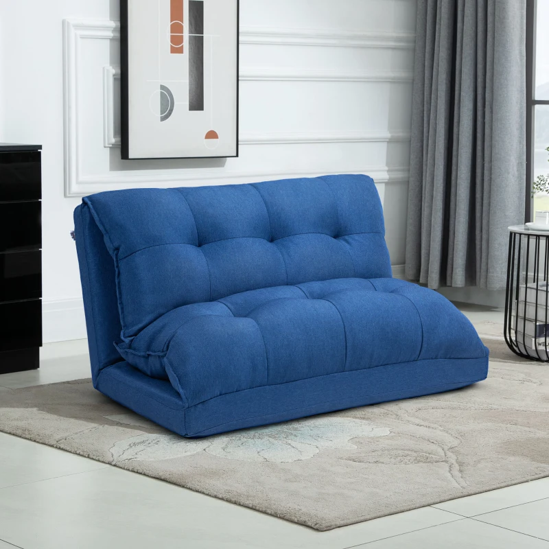 HOMCOM Fauteuil de sol paresseux chauffeuse fauteuil convertible fauteuil salon inclinaison dossier réglable 13 Positions bleu