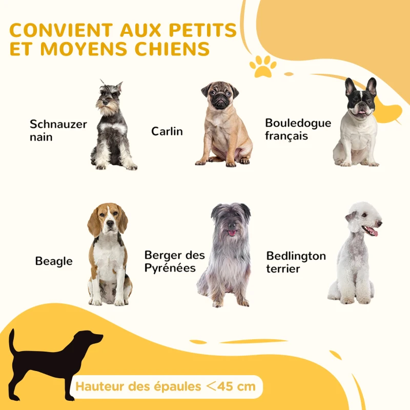 PawHut Barrière de sécurité pour chien barrière de protection à 2 panneaux largeur réglable 63-106 cm en bois acier blanc