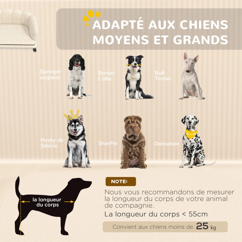 PawHut Canapé chien lit pour chien chat design contemporain coquillage dim. 98L x 60l x 35H cm coussin moelleux velours vert