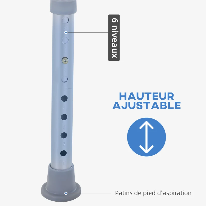 HOMCOM tabouret de douche chaise de douche ergonomique hauteur réglable pieds antidérapants charge max. 136 Kg alu HDPE