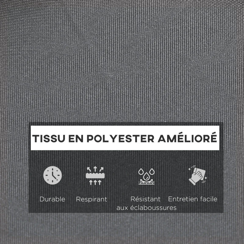 Outsunny Coussins de chaise longue coussin bain de soleil épais, confortable et rembourré, 2 attaches, 196 x 55 x 8 cm, gris