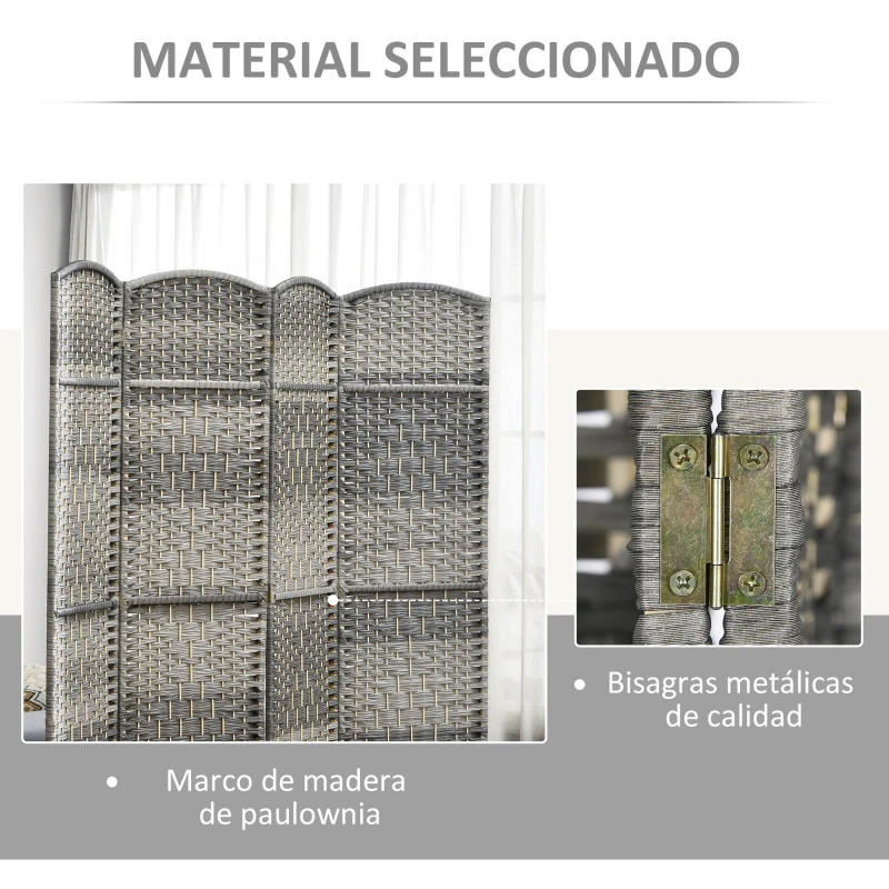HOMCOM Separador de Ambientes de 6 Paneles Biombo Plegable 270x180 cm Pantalla de Privacidad de Polipropileno Gris Mixto