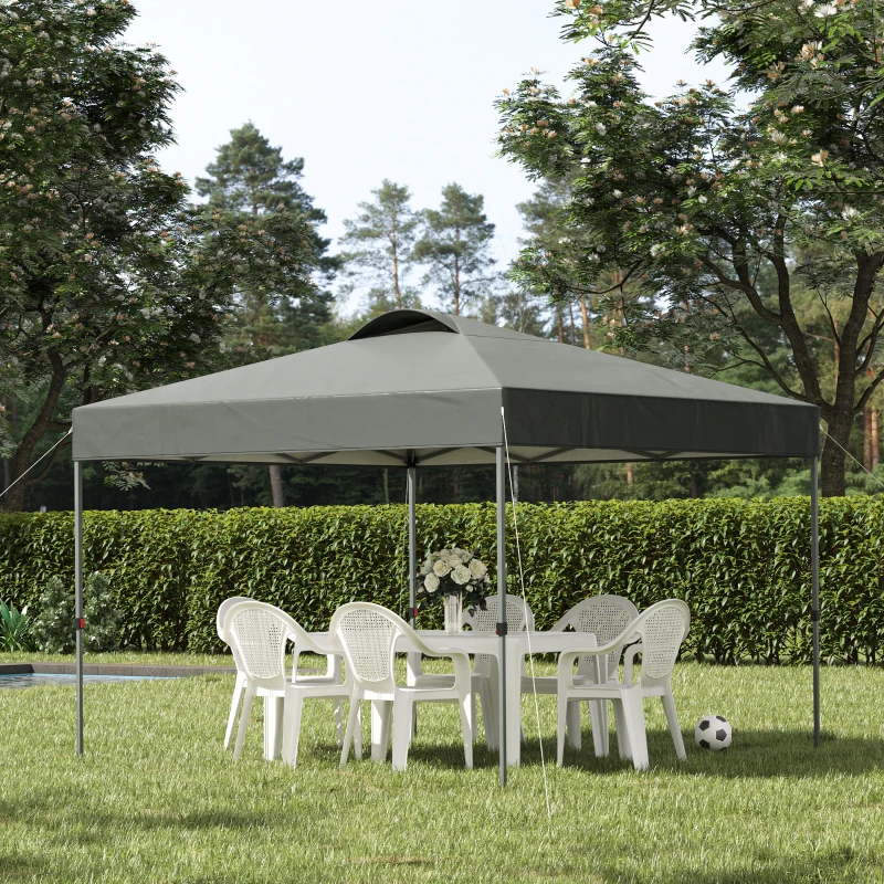 Outsunny Pavillon de jardin, Pavillon pliant, Tente de fête, Tente de jardin incl. Piquets de sol, Cordes de fixation, Tissu Oxford, 2,95 x 2,95 x 2,64 m, Gris