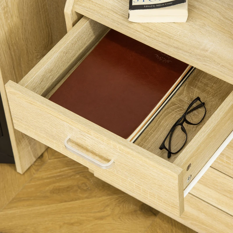 Vinsetto Cajonera de Oficina Mueble Auxiliar para Archivos con 4 Cajones Encimera Superior de Almacenaje 4 Ruedas y 2 Frenos para Estudio Despacho 40x36x65 cm Natural
