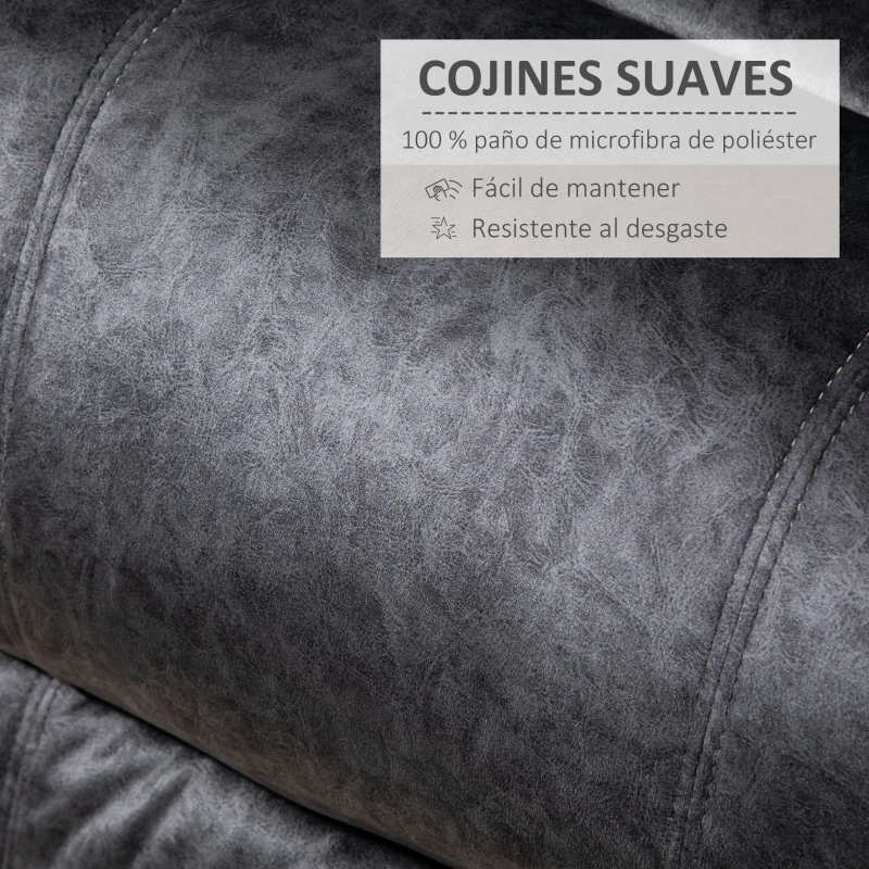 HOMCOM Sillón Relax Reclinable Manual Sillón Relax de Terciopelo con Reposabrazos Reposapiés Acolchado Grueso Negro