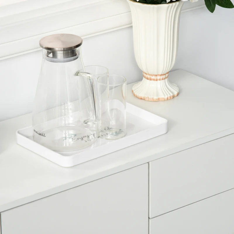 HOMCOM Buffet Commode Meuble, 2 Tiroirs, Push-Click, 117 cm x 36 cm x 74 cm, Blanc