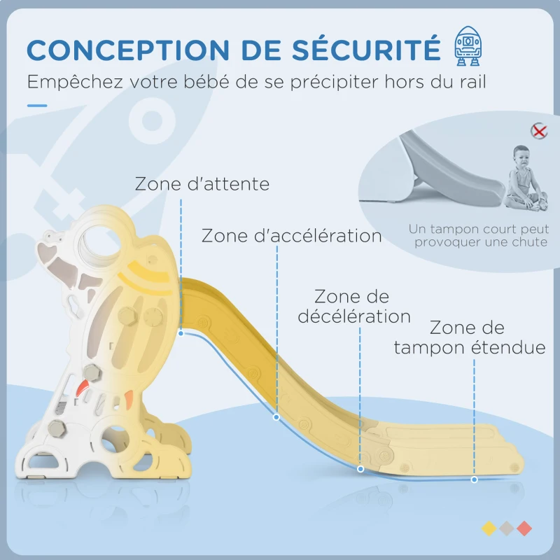 AIYAPLAY Toboggan pour enfants toboggan intérieur pour enfant, de 18 à 36 mois, jusqu'à 30 kg, 157L x 46,5l x 80H cm, gris