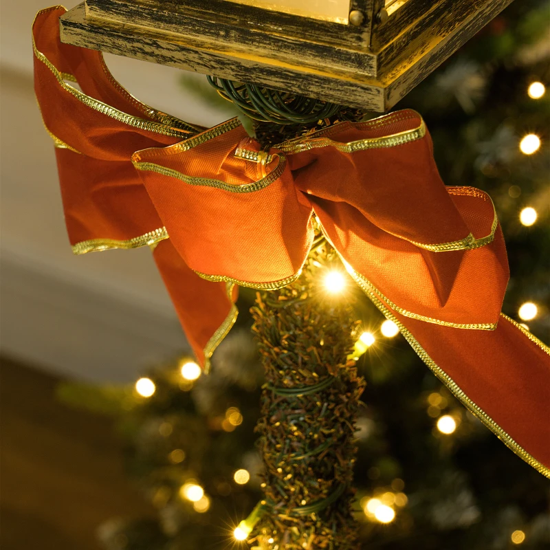 Outsunny Lampadaire de Noël lumineux LED de 1,25 m ornement décoration de Noël avec grappes de baies et nœud papillon