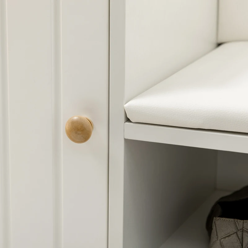 HOMCOM Schuhbank mit Schrank, Nische und Oberfläche mit synthetischem Bezug 80 x 33 x 49 cm Weiß