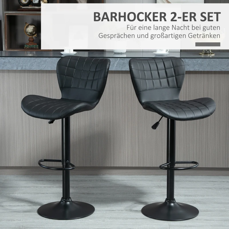 HOMCOM 2-er-Set Barhocker Retrodesign 47 cm x 51,5 cm x 89-109 cm Schwarz