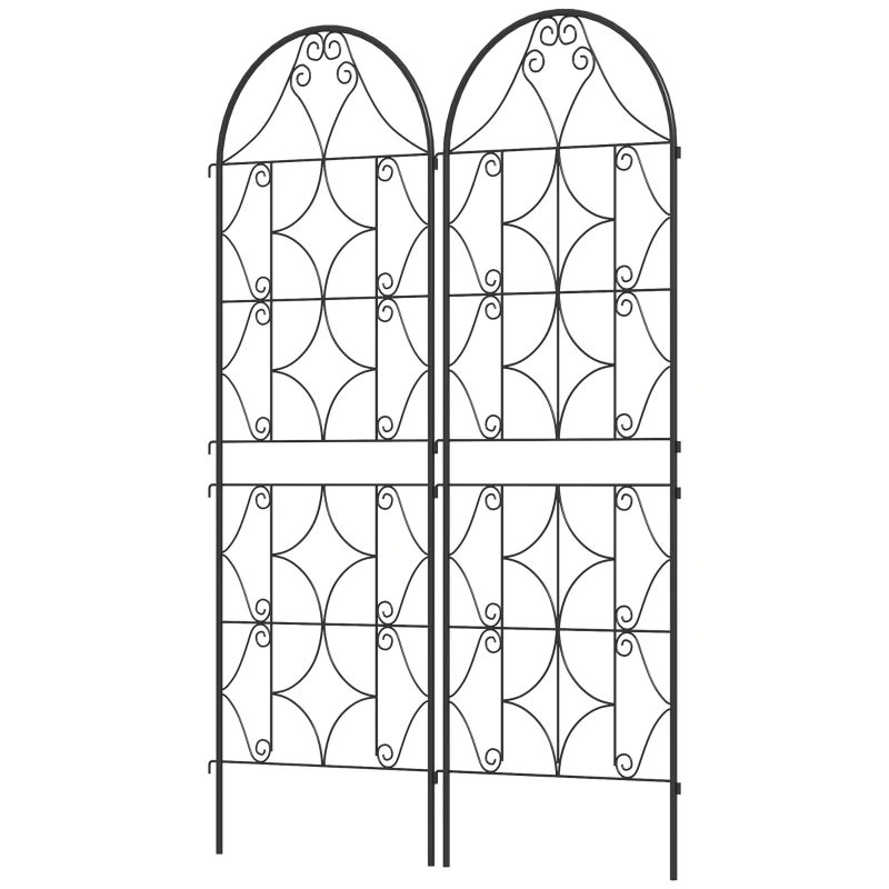 Outsunny Metalen Klimrek 2 stuks voor in de grond, roestvrij, ondersteuning voor klimplanten, 50x150 cm Zwart