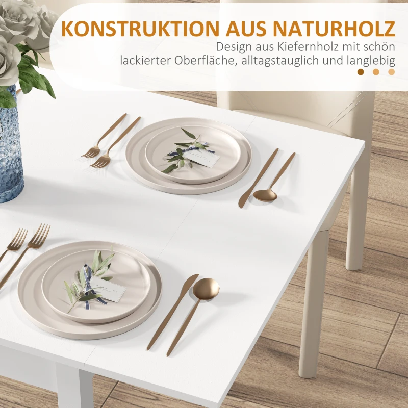HOMCOM Esstisch Küchentisch Klapptisch, ausziehbar, modernes Design, 120 cm x 80 cm x 75 cm, Natur