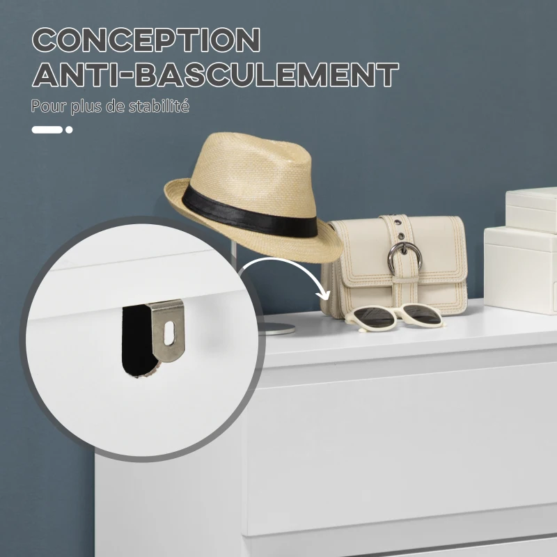 HOMCOM Commode 3 tiroirs, Meuble de rangement épuré pour chambre, intérieur, 80l x 39P x 73H cm