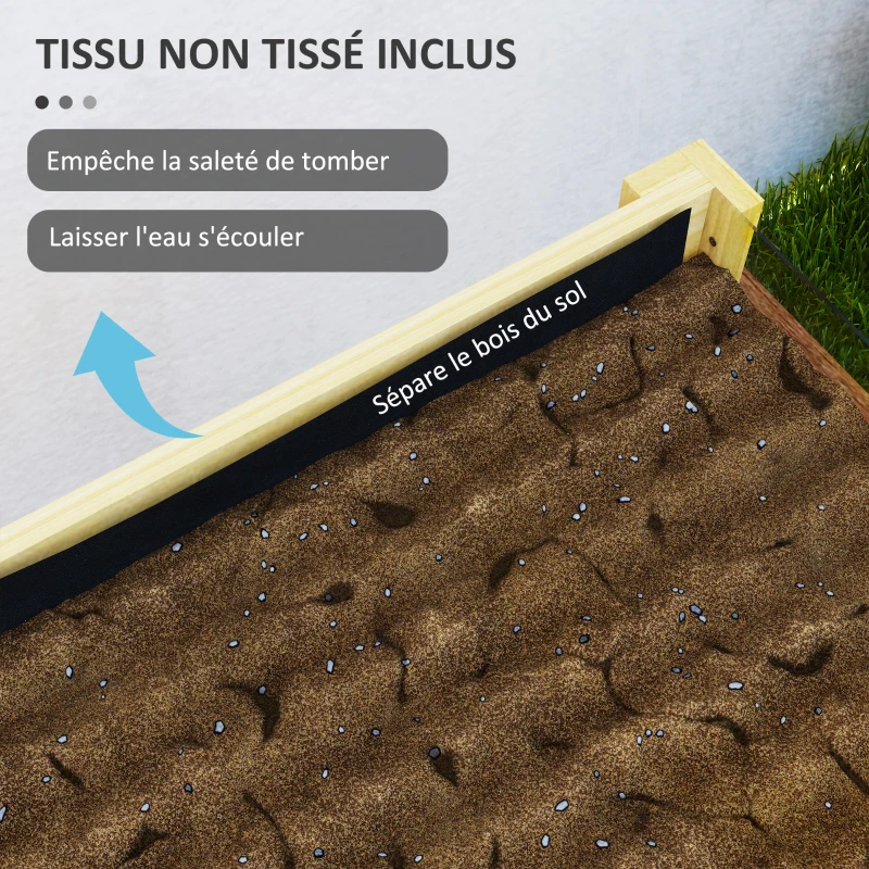 Outsunny Jardinière sur pieds, carré potager surélevé avec panneaux en acrylique et trous de drainage, 75 x 46 x 60,5 cm, naturel