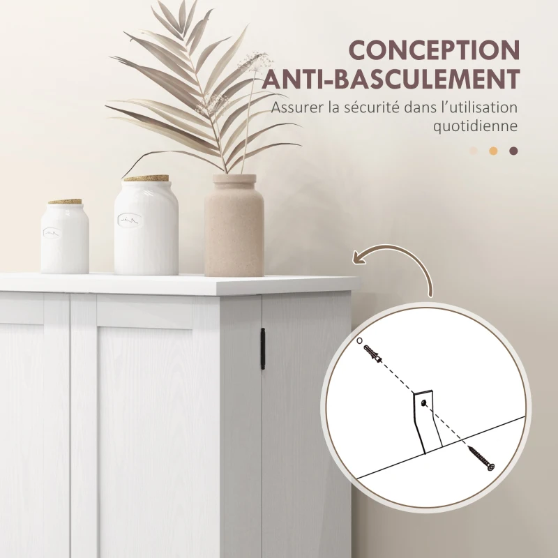 HOMCOM Buffet cuisine armoire de cuisine 5 niveaux avec portes et étagères réglables 60l x 40P x 120H cm grain de bois crème