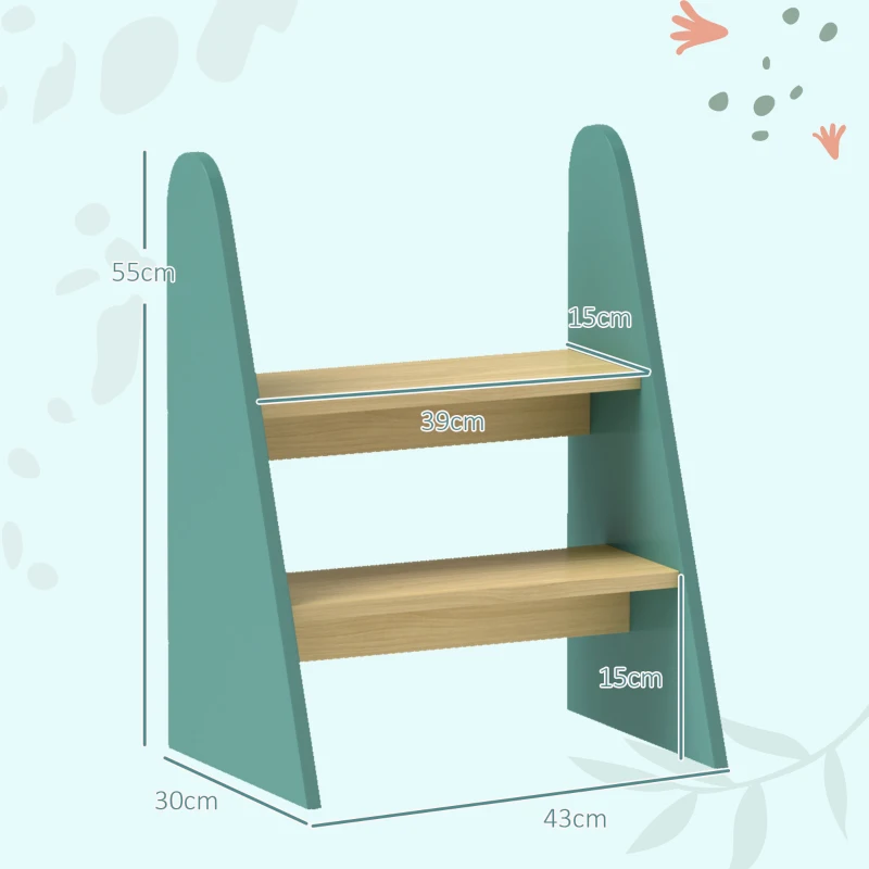AIYAPLAY Marche pied enfant marchepied enfants 2 marches pour enfants 3 à 8 ans en bois charge max. 20 kg vert