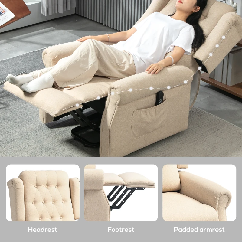 HOMCOM 45° Lifting Riser and Recliner Armchair  - Beige