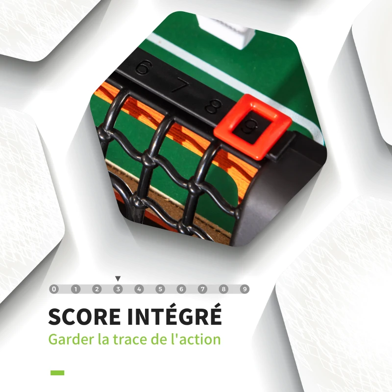 HOMCOM Baby-foot table de babyfoot avec 2 balles 8 poignées 22 joueurs 2 tableaux d'affichage 118 x 104 x 69 cm