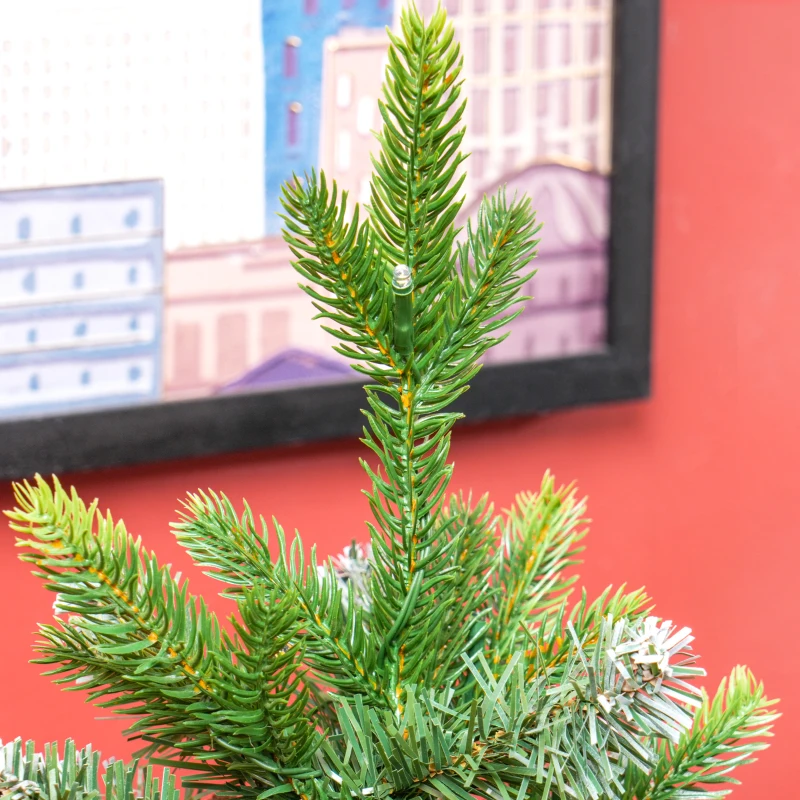 HOMCOM Sapin de Noël 60 cm arbre de Noël de table avec lumière LED, 141 pointes, pommes de pin et baies rouges, base en béton