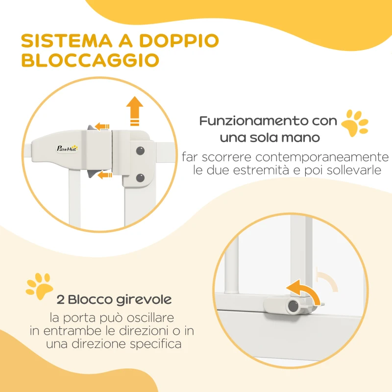 PawHut Cancelletto per Cani Estensibile con 4 Viti Regolabili, in Metallo e Plastica, 74-100x78 cm, Bianco