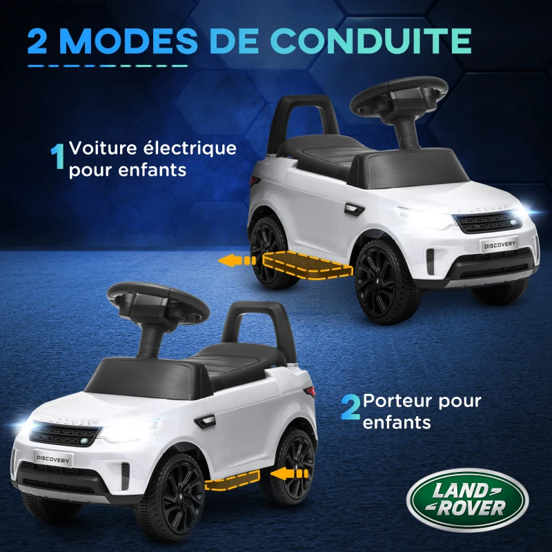 AIYAPLAY Voiture électrique enfants sous licence Land Rover, voiture porteur enfants glissante, avec phares, klaxon et musical