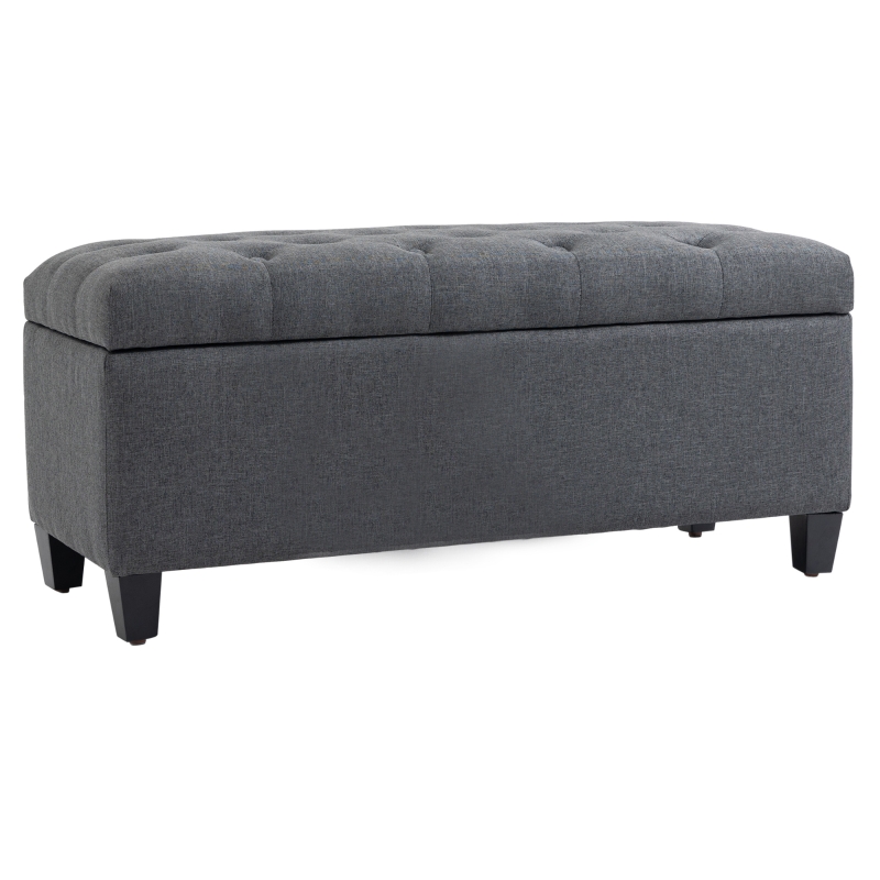 Banc De Rangement HOMCOM Pouf Capitonnée 100x40x44cm Blanc - Coffre Repose-Pieds Salon Chambre