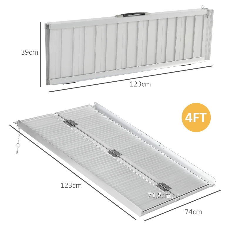 HOMCOM Loading Ramp Wheelchair Access Ramp Folding Non-Slip Load Capacity 270 kg