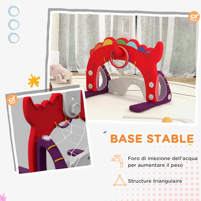 AIYAPLAY Panier de basket-ball pour enfants, hauteur réglable, 5 en 1 lancer de balles, golf, football jeu de lasso, 3-6 ans