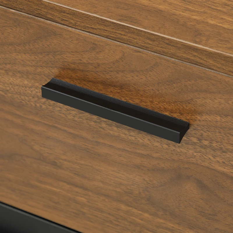 HOMCOM Buffet Wohnzimmerschrank Aufbewahrungsmöbel mit 4 Schränken, Schubladen und verstellbaren Regalen, Maße 120 x 35 x 85 cm, Braun und Schwarz