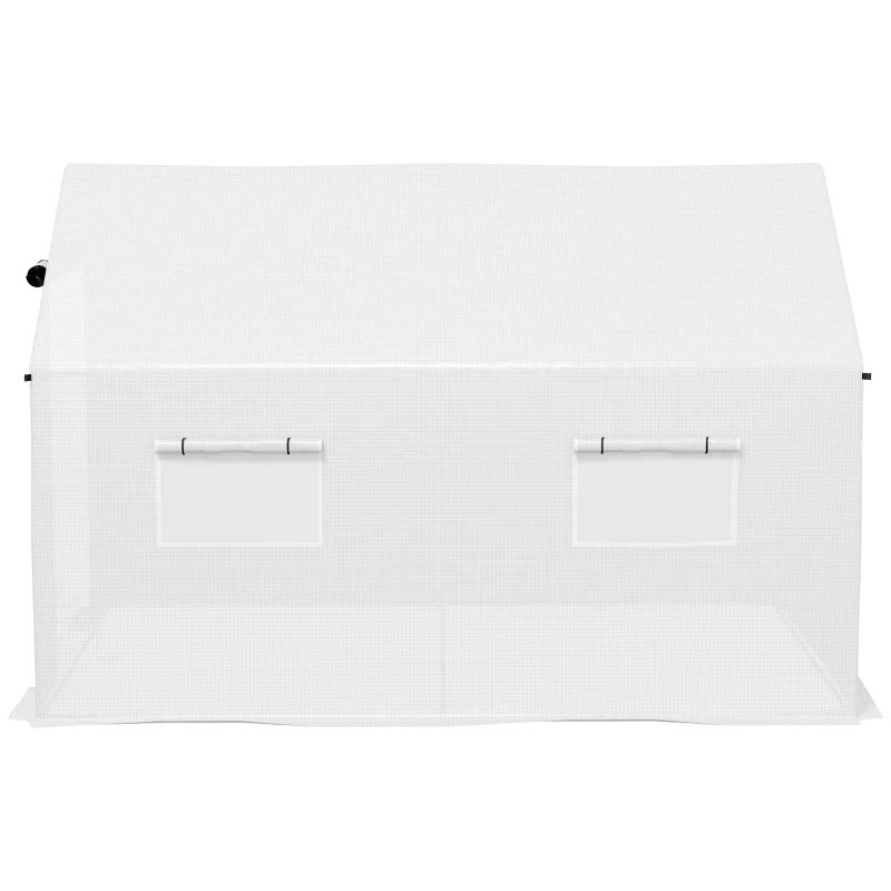 Outsunny Garten-Tunnelgewächshaus 2 x 3m, 6m² mit Rolltür, 4 Fenstern - Verzinkter Stahl PE Hochdichte Weiß