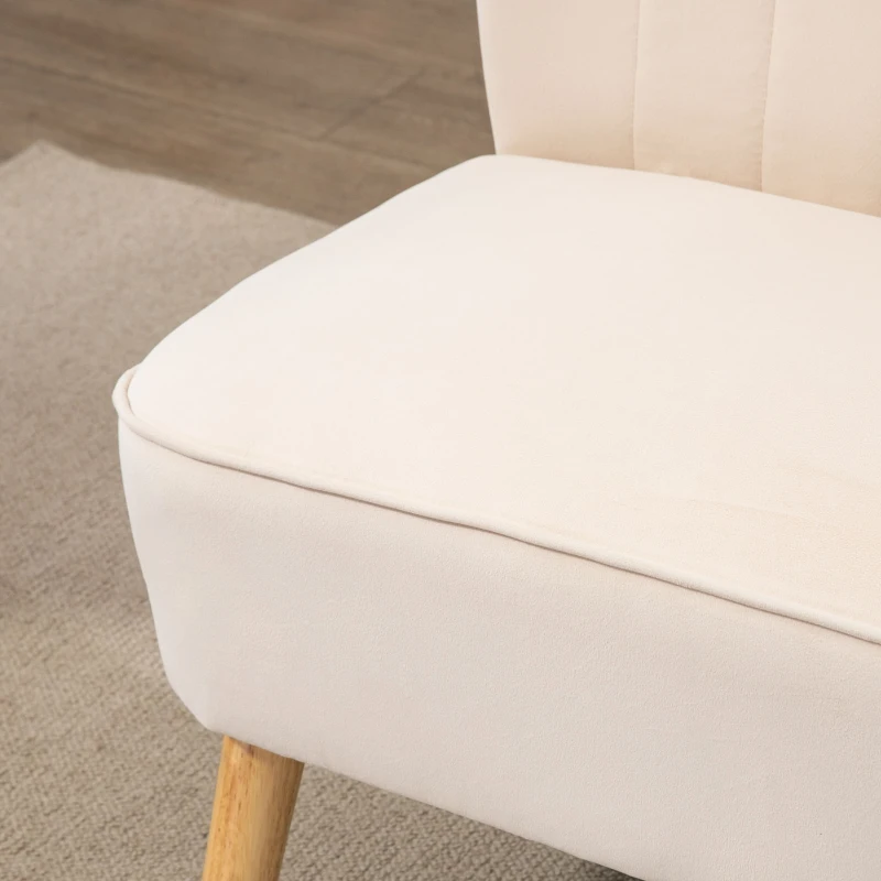 HOMCOM Canapé au Design Rétro 2 Places, Pieds en Bois, 117 cm x 56,5 cm x 77 cm, Crème(m-5)