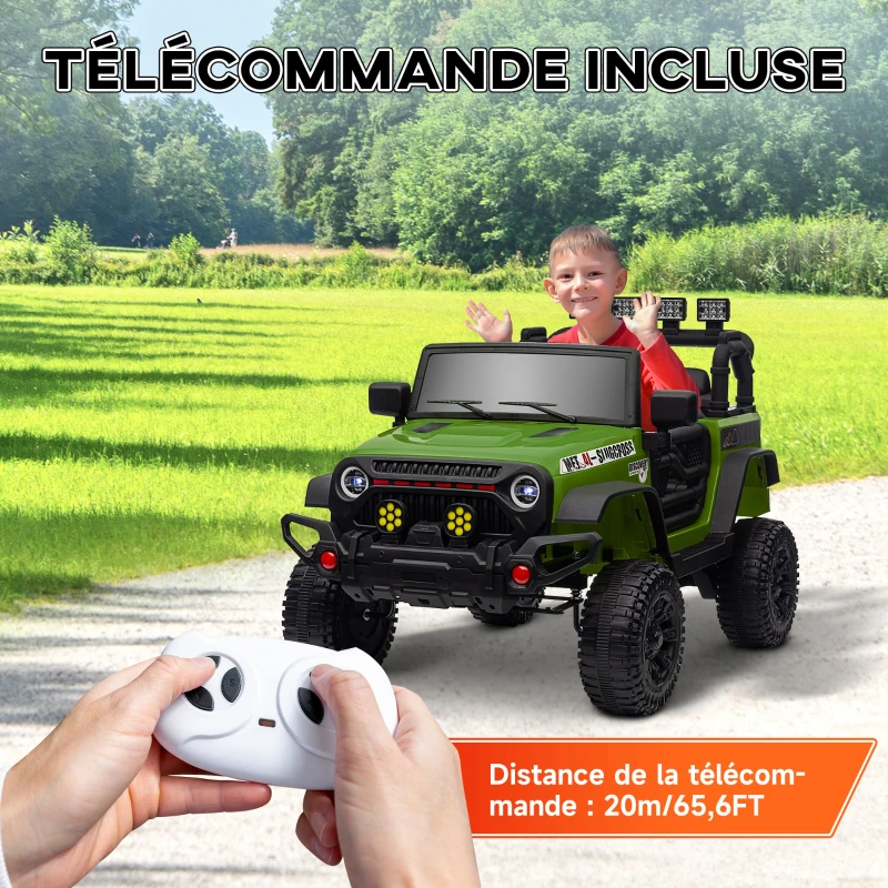 AIYAPLAY Buggy 4x4 voiture électrique enfant UTV avec télécommande 2.4Ghz 2 moteurs 12 V vert