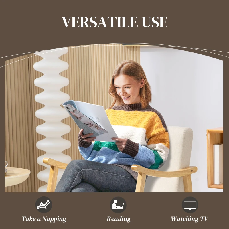 HOMCOM Rocking Chair with Padded Seat Rocker Rocking Chair with Wooden Legs - dim. 66W x 92D x 78H cm, beige