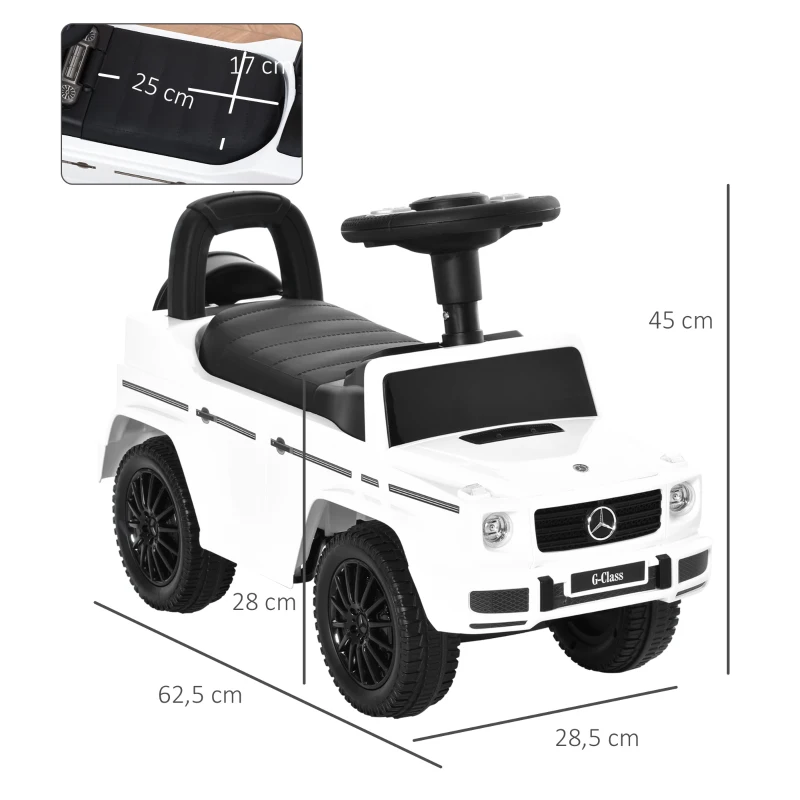 HOMCOM Camion porteur Enfants véhicule à pousser licence Mercedes Benz 12-36 Mois Coffre klaxon phares blanc